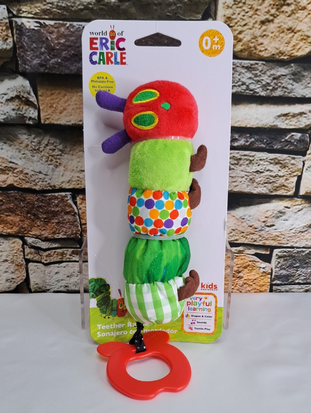 Eric Carle Red & Green Plush Caterpillar Teether Rattle
